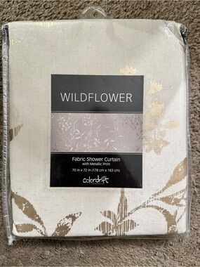 Colordrift Wildflower Metallic Floral Wildflower Fabric Shower Curtain 70 x 72